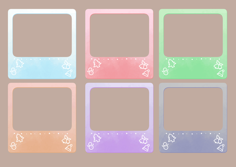 水彩フォトフレームセット(クリスマス) セット,水彩,かわいい,フレーム,ポラロイド,コラージュ,推し活,カード,フォト,シンプルのイラスト素材