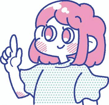 指をさす笑顔の女の子のイラスト 子ども,女の子,小学生,ポーズ,指さし,ポイント,教える,説明,児童,表情のイラスト素材