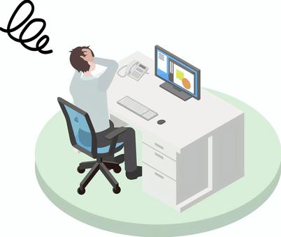 アイソメトリック_働く人①-7 アイソメトリック_働く人①-7 アイソメトリック,オフィス,会社員,男性,困る,オフィスワーク,働く,仕事,アイソメ,立体のイラスト素材