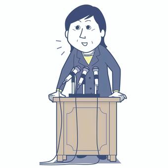 答弁する女性政治家_淡色版 女性,総理,大臣,総裁,リーダー,質疑,応答,答弁,上司,政治家のイラスト素材