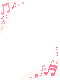 ピンクの音符とカーブラインの装飾背景 音符,音楽,楽譜,メロディー,リズム,記号,楽しい,明るい,発表会,音楽会のイラスト素材