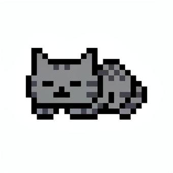ネコ・ドット・寝る５ ネコ,動物,ドット,ピクセルアート,ワンポント,アイコン,２d,2次元のイラスト素材