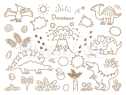 吹き出しと恐竜のイラストセット０2