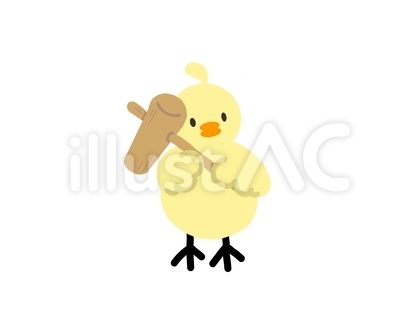 ひよこトリオ 杵をもっている