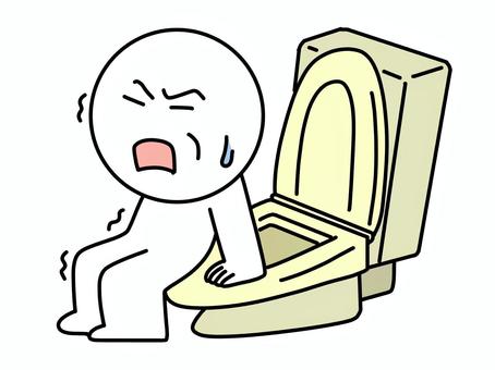 トイレにそっと座ろうとする高齢棒人間 トイレ,棒人間,便器,椅子,高齢者,痔,辛い,苦しい,震える,座るのイラスト素材