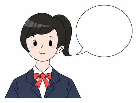 制服の女子高生アイコン・吹き出し　1 女子学生,吹き出し,女子高生,枠,フレーム,学生,生徒,高校生,吹き出す,制服のイラスト素材