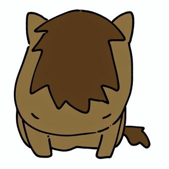 座ってお辞儀をする馬 馬,動物,生き物,四足歩行,立て髪,年賀状,お正月,干支,かわいい,ゆるいのイラスト素材