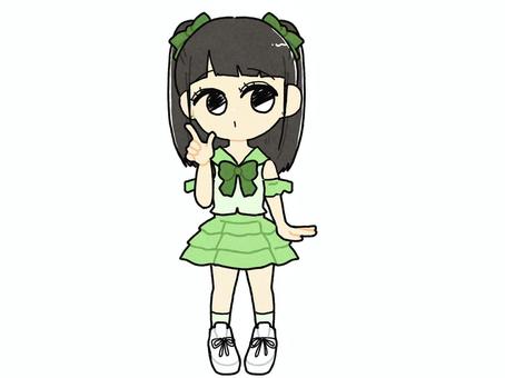 アイドル アイドル アイドル,女の子,二次元,推し活,ポーズ,かわいい,笑顔,ハーフツインテール,ニコニコ,表情のイラスト素材