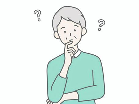 考えるシニア男性 考えるシニア男性 人物,男,祖父,おじいちゃん,老人,高齢者,お年寄り,シニア,白髪,疑問のイラスト素材