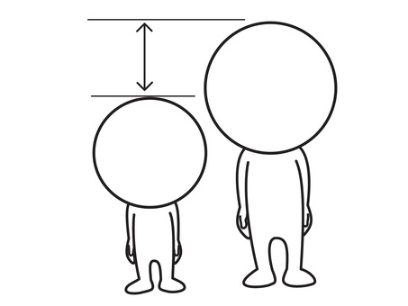 身長差 棒人間,身長,線画,シンプル,ゆるいのイラスト素材