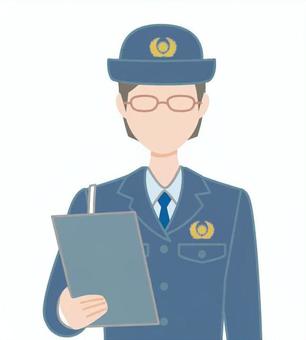 メガネの婦警さん 人,警察,警官,制服,婦警,女性,メガネ,ファイル,1人,上半身のイラスト素材