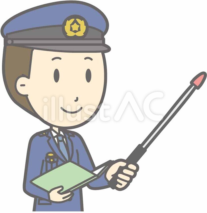 警察官男性a-指示棒2右斜-バスト 警察官男性a,警察官男性,シンプルのイラスト素材