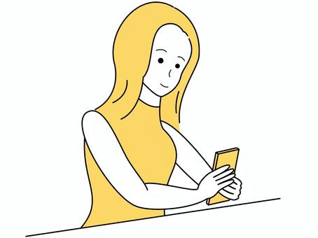 スマホを操作する女性 黃 橙 スマホを操作する女性 黃 橙 女性,スマホ,楽しい,笑顔,スマートフォン,sns,メッセージ,携帯,操作,在宅のイラスト素材