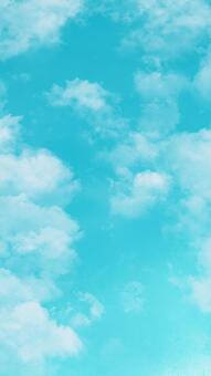 雲のある青空　縦型 青空,雲,縦型,天気,晴れ,背景,壁紙,ミントグリーン,バナーのイラスト素材