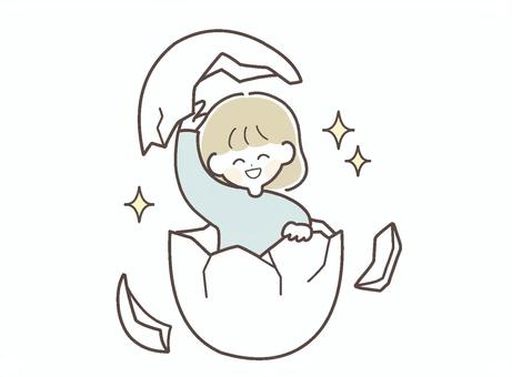 引きこもりから回復した笑顔の女の子2 引きこもり,回復,成長,前向き,子ども,女の子,小学生,笑顔,喜び,元気のイラスト素材