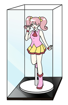 フィギュア フィギュア,アイドル,キャラクター,ツインテール,鑑賞,ショーケース,女の子,かわいい,オタク,萌えのイラスト素材