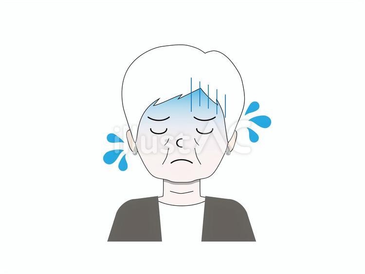 しょんぼりと表情を曇らせる白髪女性 女性,老人,高齢者のイラスト素材