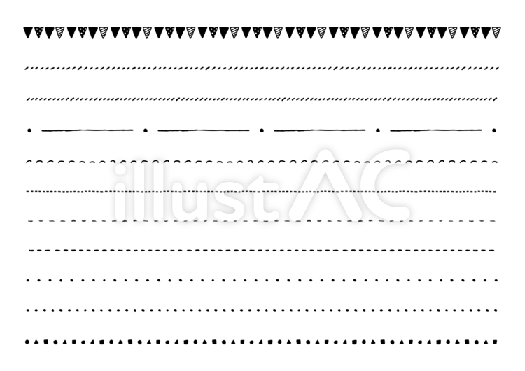 ゆるっと手描き線いろいろ 手描き,線,モノクロのイラスト素材