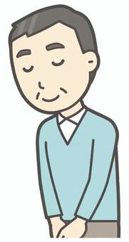 ニット中年男性-124-バスト  ニット中年男性-124-バスト おじぎ,笑顔,おじさん,男性,中年,お父さん,パパ,シニア,ミドルエイジ,人物のイラスト素材