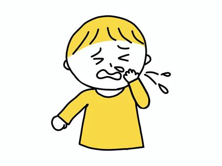 くしゃみをしている男の子 くしゃみ,風邪,カゼ,鼻水,男の子,男子,キッズ,子供,人物,幼児のイラスト素材