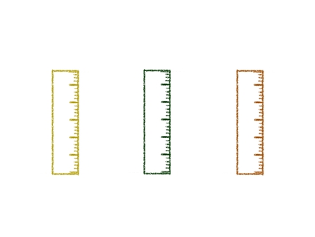 定規(イエロー・グリーン・オレンジ) 定規,文房具,学校,勉強,イエロー,グリーン,オレンジ,手描きのイラスト素材