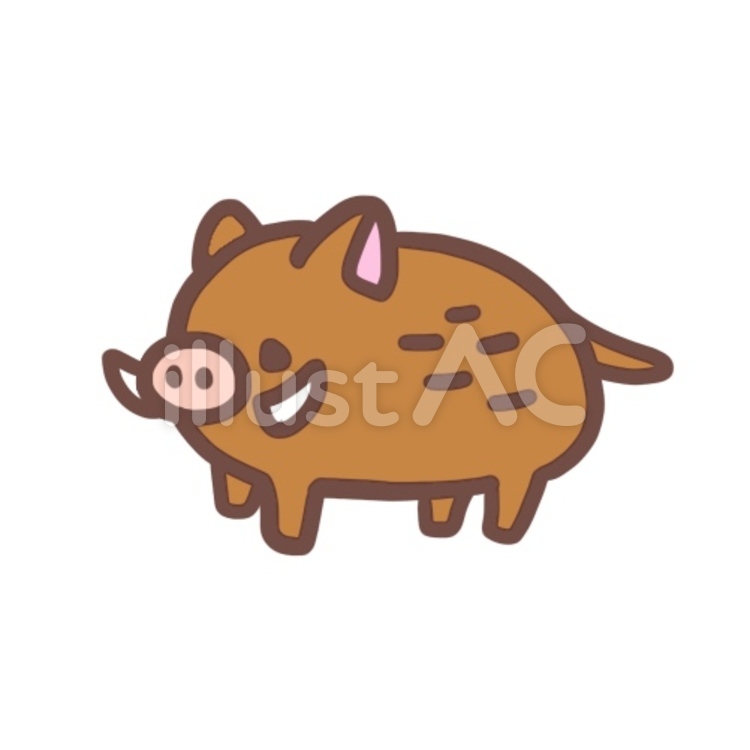 イノシシ イノシシ,可愛い,ゆるいのイラスト素材