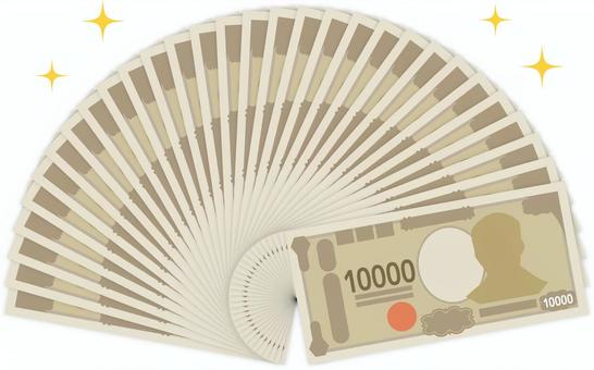 30万円分の一万円札 お金,一万円札,現金,札束,扇形,キャッシュ,お札,ボーナス,マネー,円のイラスト素材