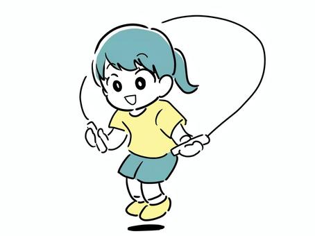 縄跳びをする子供 なわとび,子ども,女の子,小学生,園児,キッズ,体育,運動,体力作り,スタミナのイラスト素材