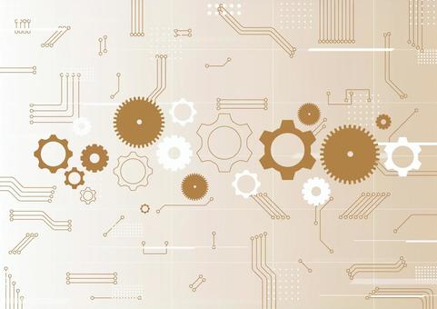 ゴールドの歯車と電子回路の背景素材 歯車,電子回路,テクノロジー,ライン,ビジネス,デジタル,スタイリッシュ,ゴールド,背景のイラスト素材