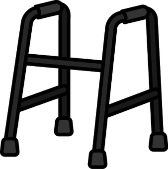 黒の固定式歩行器です。 固定,歩行器,補助,室内,リハビリ,支援,介護,福祉,安定性,サポートのイラスト素材