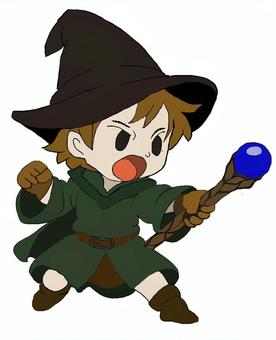 魔法使い 魔法使い,ウィザード,ファンタジー,rpg,ゲーム,空想,帽子,魔女帽,ステッキ,杖のイラスト素材