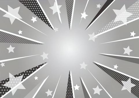モノトーンのポップな柄の集中線 集中線,効果線,ポップ,ドット,ライン,星,モノトーン,背景のイラスト素材