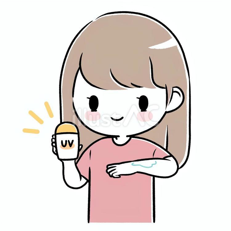 UV対策　日焼け止めクリームを塗る女性 女性,日焼け,uvのイラスト素材