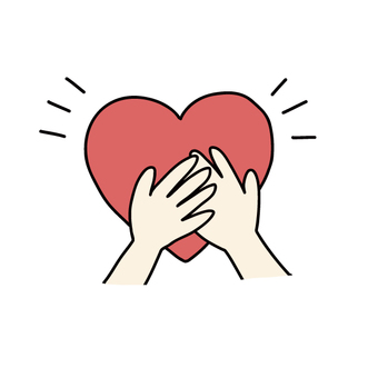 Illustration, on hand, heart, both hands, 