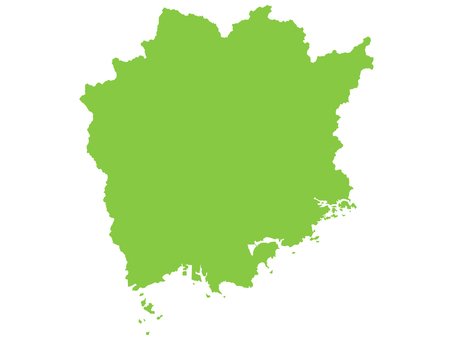 地図／岡山県 岡山県,地図,マップ,形,児島湖,鹿久居島,鴻島,曽島,前島,北木島のイラスト素材