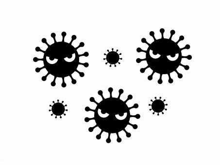 睨むウイルス 黒 睨むウイルス 黒 カビ,ウイルス,菌,病原菌,インフルエンザ,ハウスダスト,食中毒,感染,風邪,細菌のイラスト素材