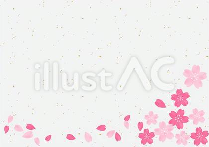 桜の花の散る春の和風フレーム背景1和紙