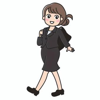 就活中の女性のイラスト スーツ,通勤,女性,ウォーキング,出勤,健康,健康づくり,生活習慣改善,ダイエット,会社員のイラスト素材