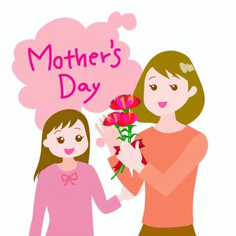 Mother and daughter, mother's day, carnation pink, día de la madre, madre, hija, JPG, PNG and AI