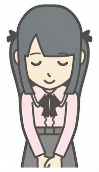 笑顔でおじぎをしている地雷系女子 おじぎ,地雷系,女性,女の子,ツインテール,人,リボン,ファッション,若い,笑うのイラスト素材