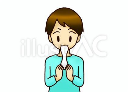 お餅を食べる男の子の影付きイラスト
