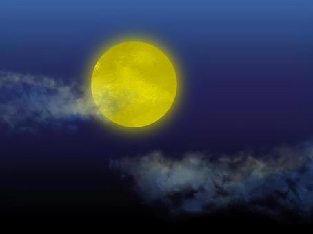 満月と雲 月,満月,雲,夜,空,夜空,月明り,秋,月見,十五夜のイラスト素材