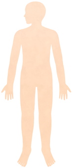 全身のシルエット（横顔・肌色） 体,身体,人体,全身,頭,肩,胸,腰,腕,脚のイラスト素材
