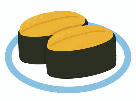 寿司(うに軍艦02) 寿司(うに軍艦02) うに,寿司,軍艦,海苔,食べ物,和食,日本食,皿,回転寿司のイラスト素材