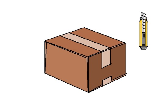 段ボールとカッターナイフ 段ボール,カッターナイフ,荷物,引っ越し,物流,通販のイラスト素材