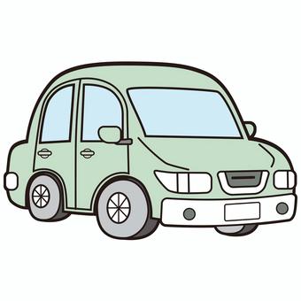 車（緑） 車,ドライブ,カー,旅行,旅,パステル,かわいい,軽,自動車,挿絵のイラスト素材
