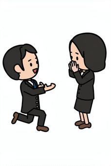 告白する人 告白する人 女,告白,プロポーズ,愛情表現,ひざまずく,誠意,恋愛,男性,スーツ,ビジネスのイラスト素材