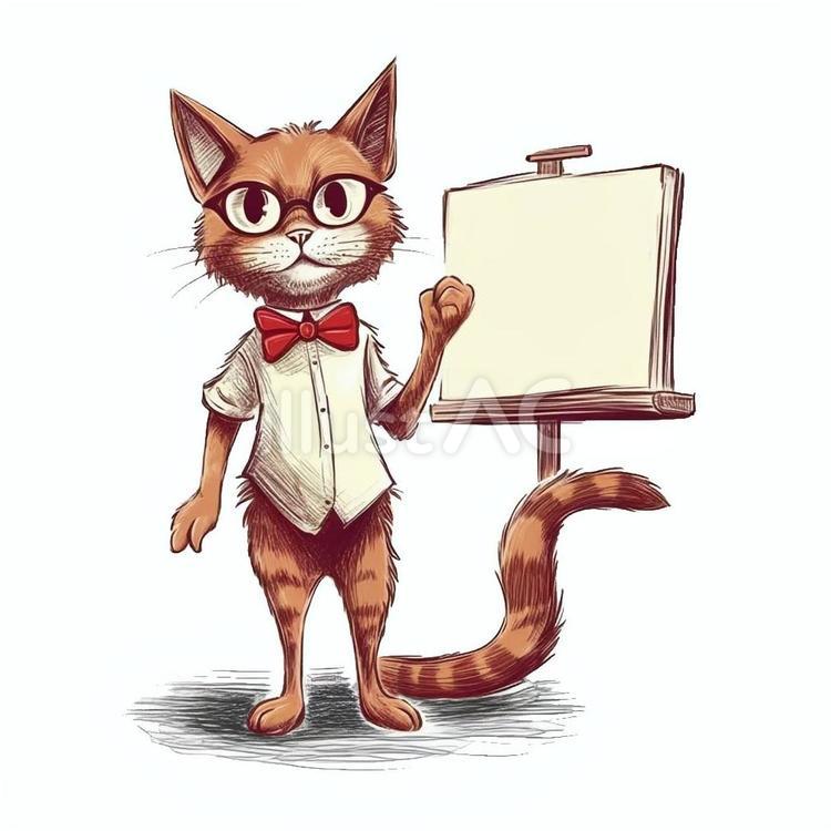 はたらくどうぶつ(プレゼン) 猫,プレゼン,ビジネスのイラスト素材