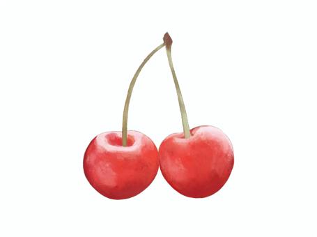 Illustration, cerejas, fruta, sobremesa, 