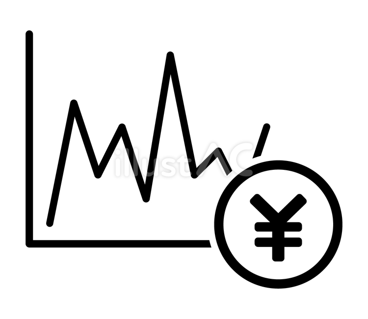 折れ線グラフとお金 グラフ,売上,お金のイラスト素材